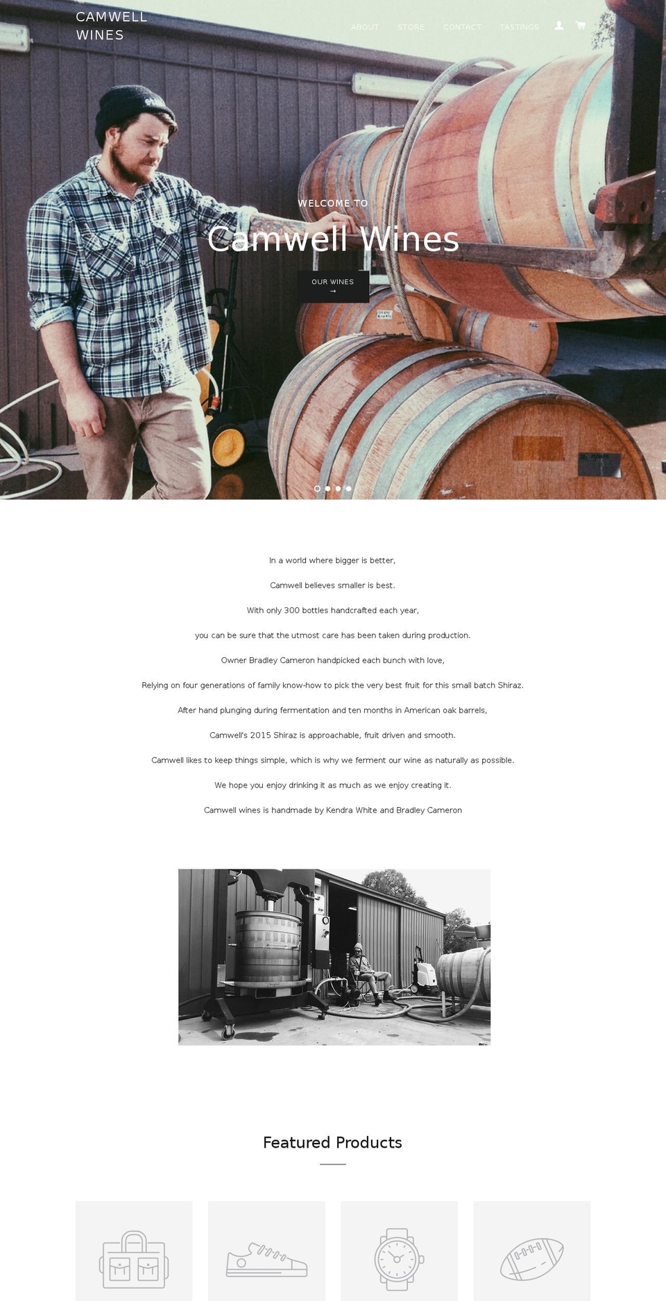 camwellwines.com shopify website screenshot