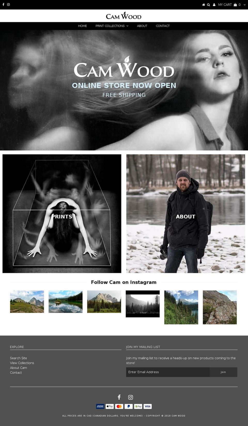 camwoodphotography.com — Shopify storefront screenshot