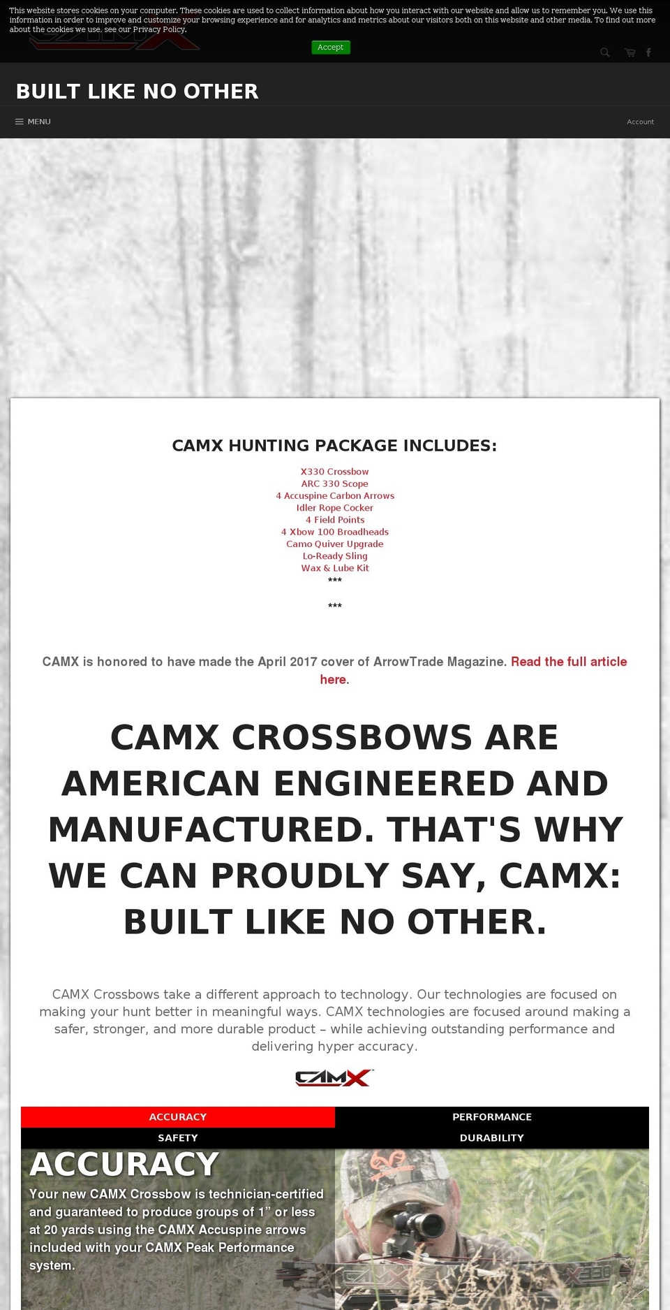 camxcrossbow.co shopify website screenshot