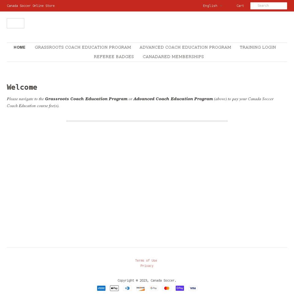 canada-soccer.myshopify.com shopify website screenshot