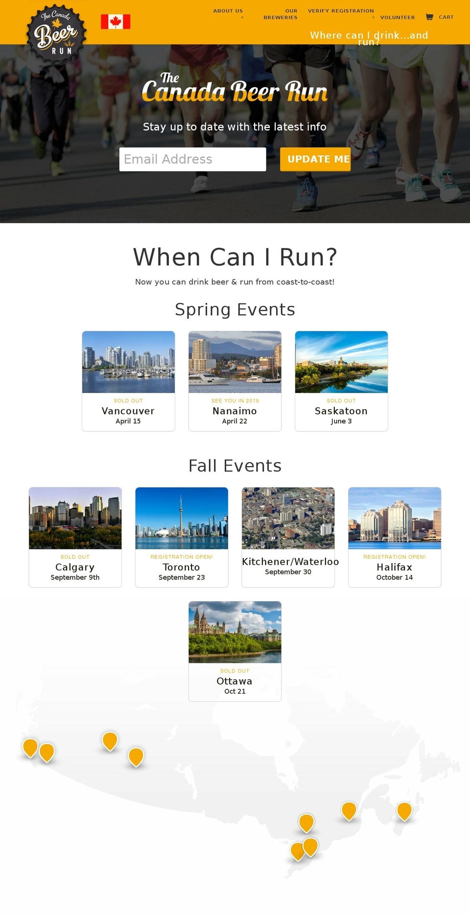 canadabeerrun.ca shopify website screenshot