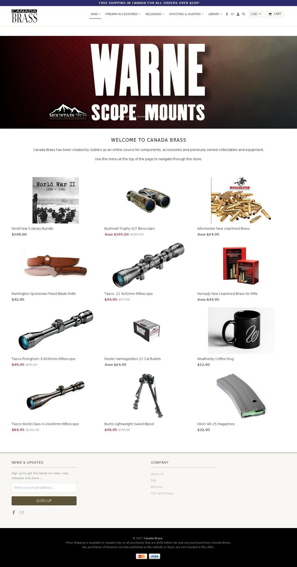 canadabrass.com shopify website screenshot