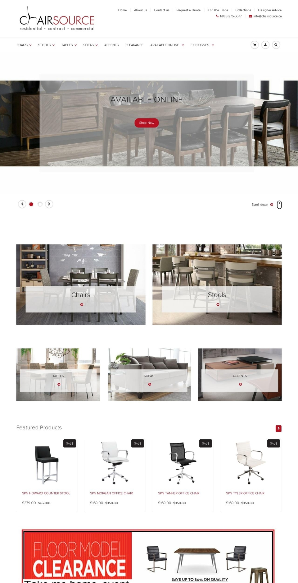 canadachairs.com — Shopify storefront screenshot