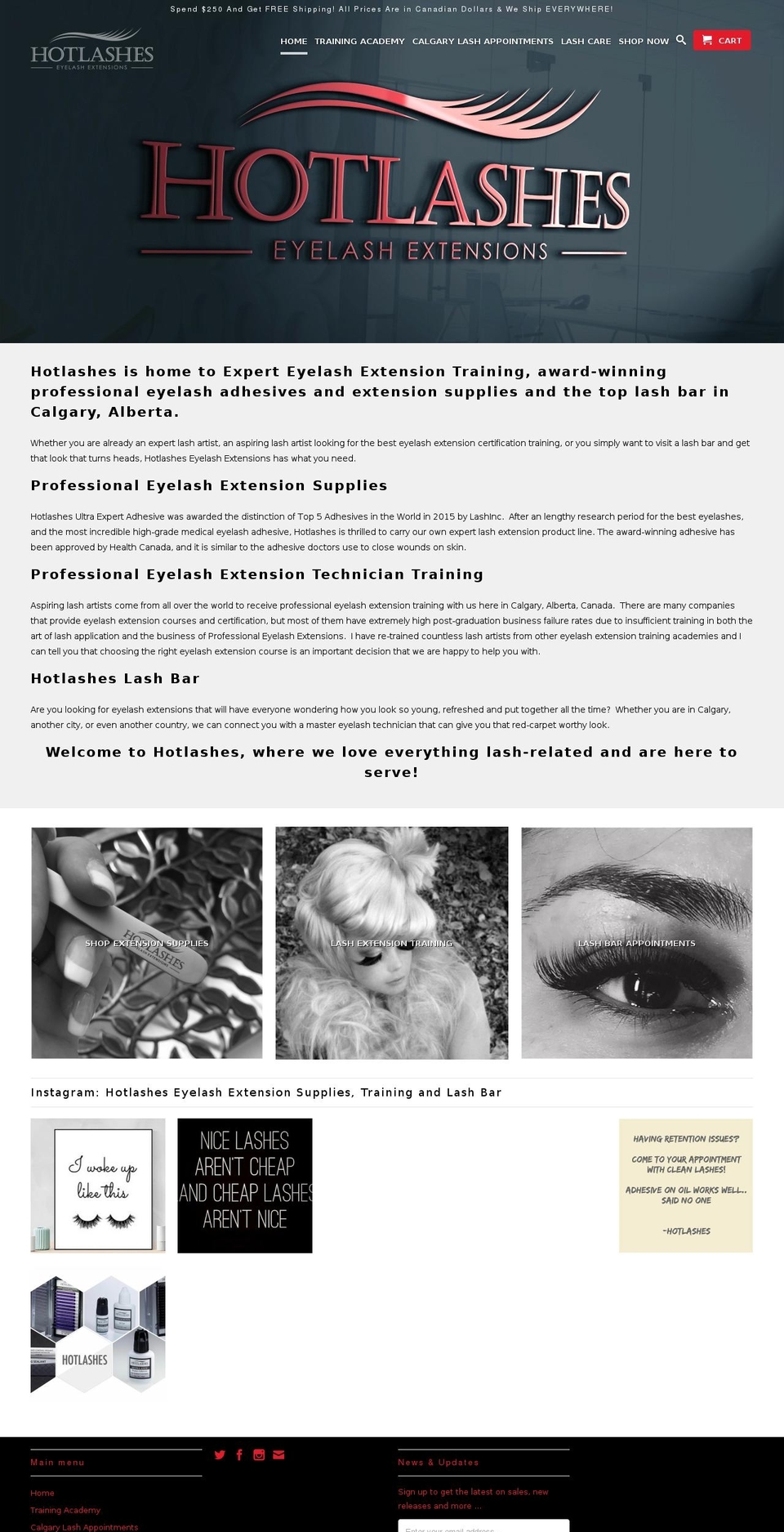 canadaeyelashextensions.com shopify website screenshot