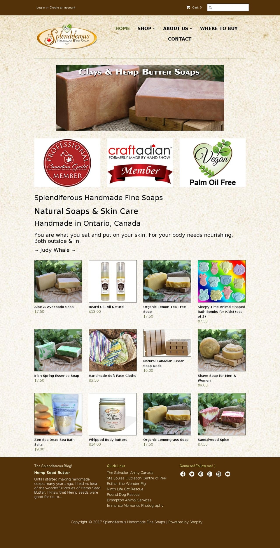 canadahandmadesoap.com shopify website screenshot