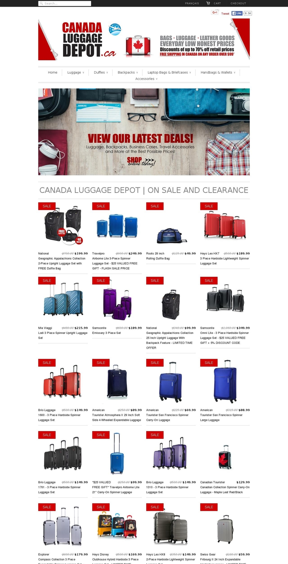 canadaluggagedepot.com shopify website screenshot