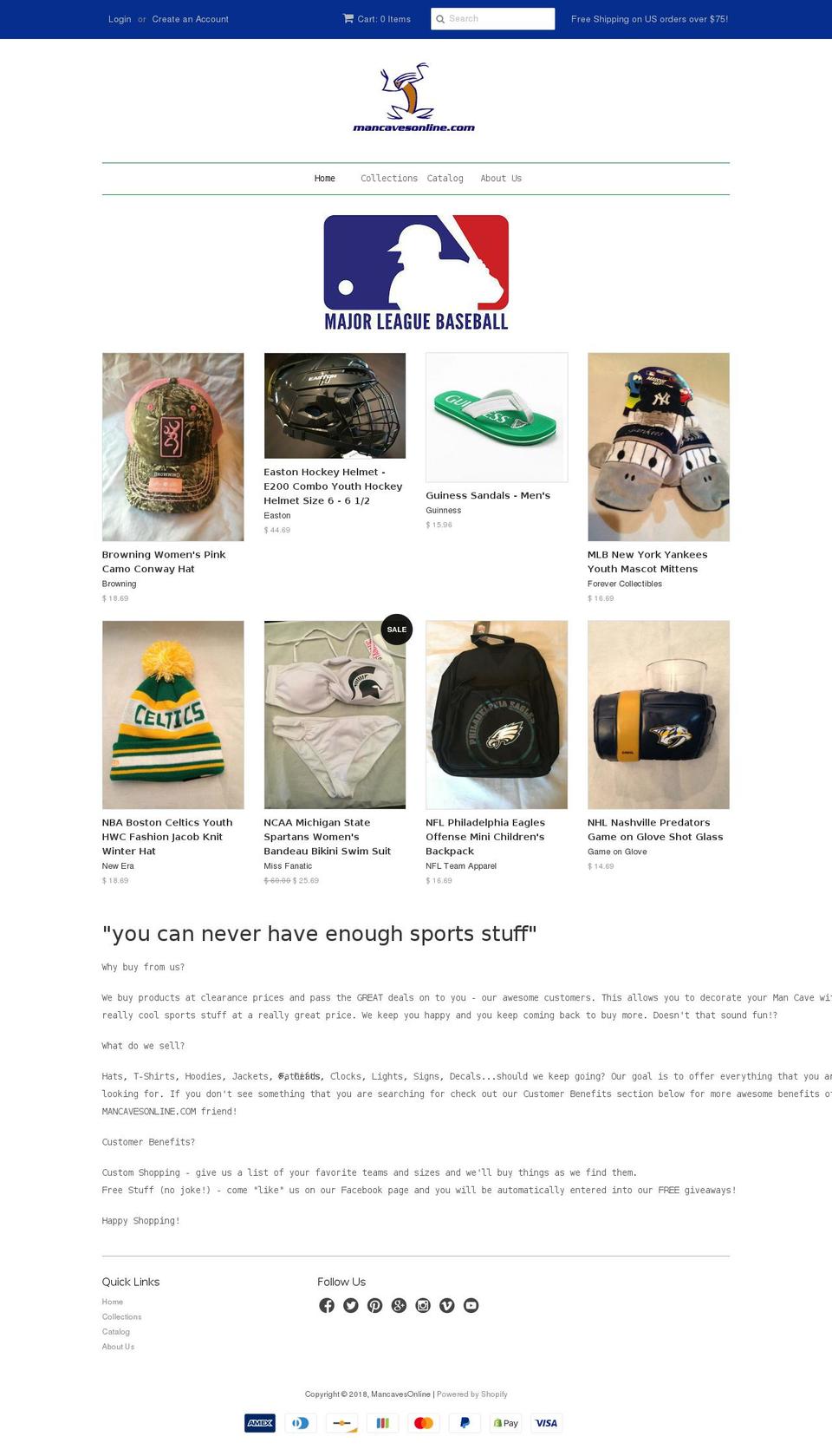 canadamancaves.com — Shopify storefront screenshot