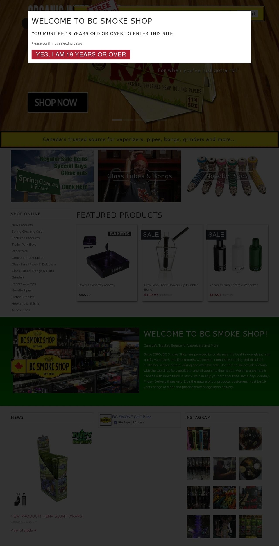 canadasmokeshop.com shopify website screenshot