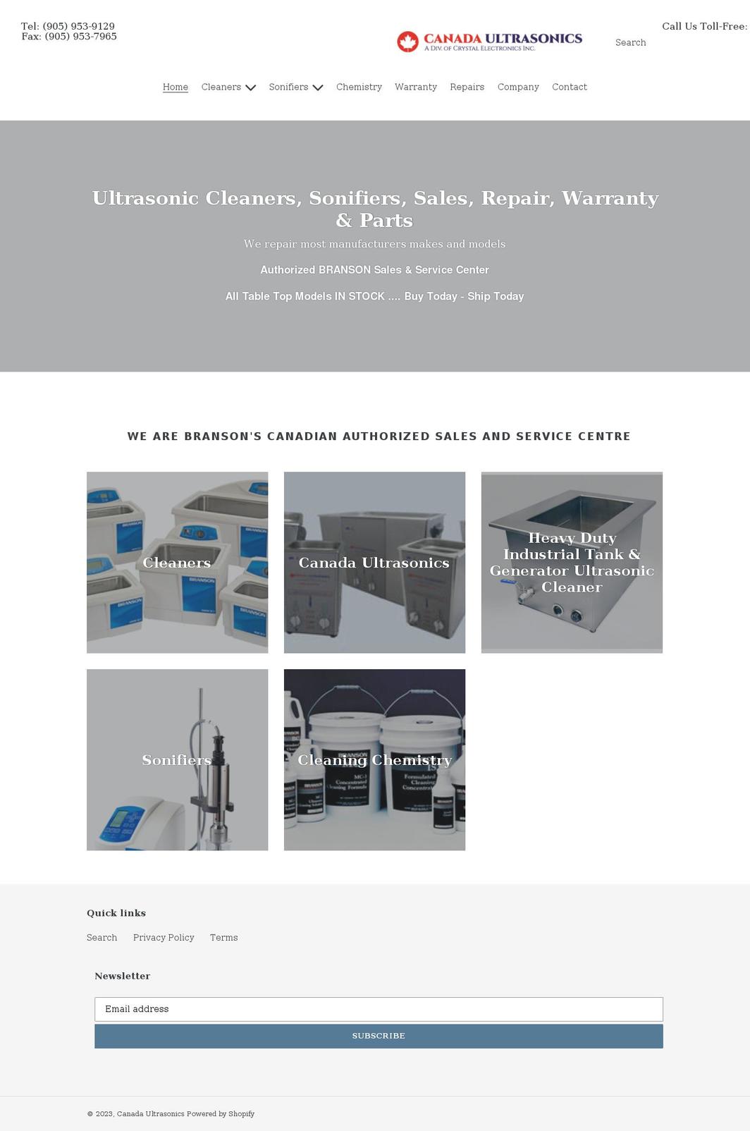 canadaultrasonics.com shopify website screenshot