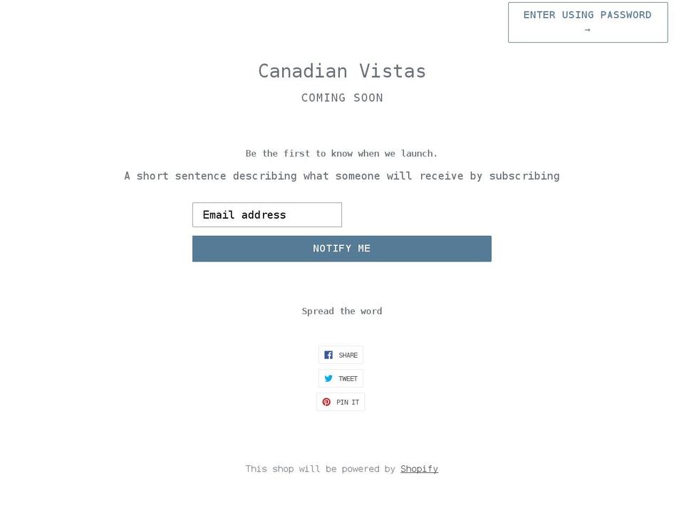 canadian-vistas.myshopify.com shopify website screenshot