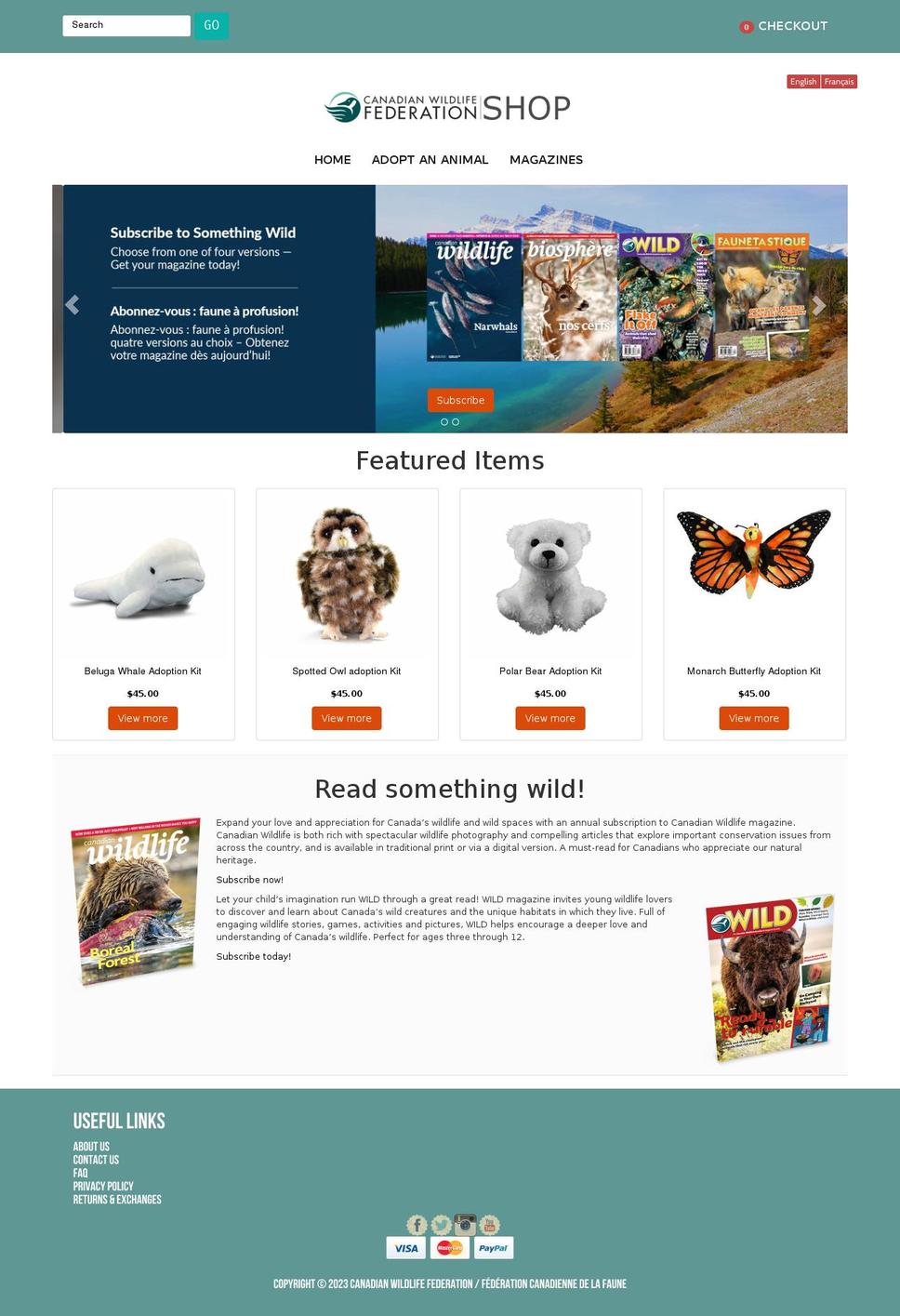 Bilingual Theme - CWF Shopify theme site example canadian-wildlife-federation.myshopify.com