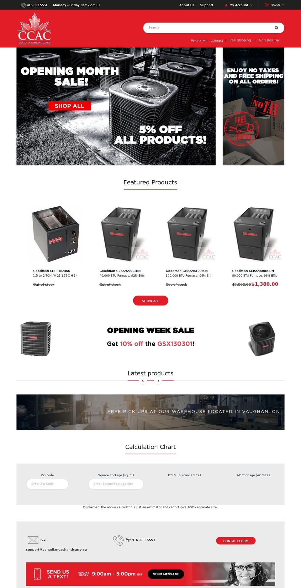 canadiancashandcarry.com — Shopify storefront screenshot