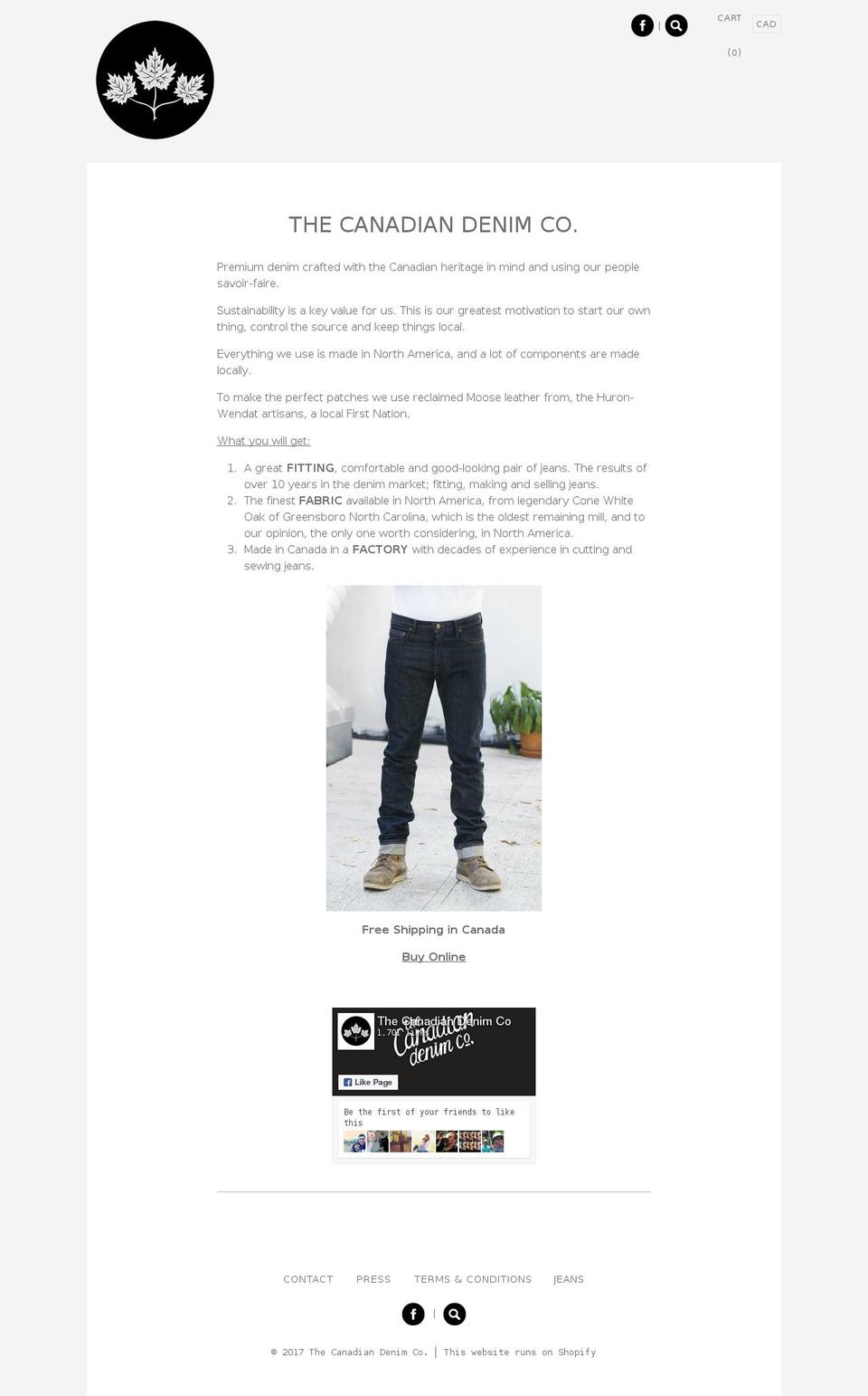 canadiandenim.com shopify website screenshot