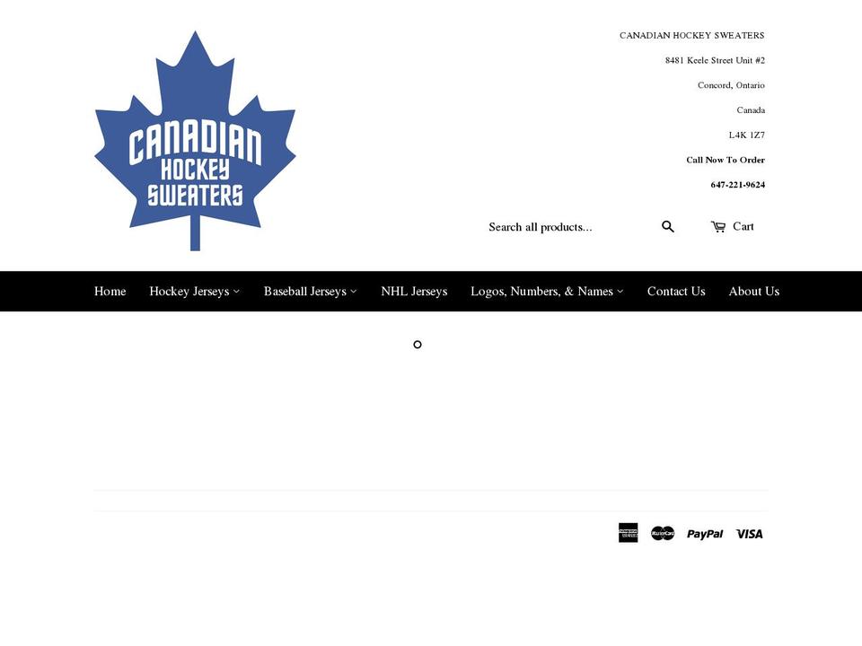 canadianhockeysweaters.com shopify website screenshot