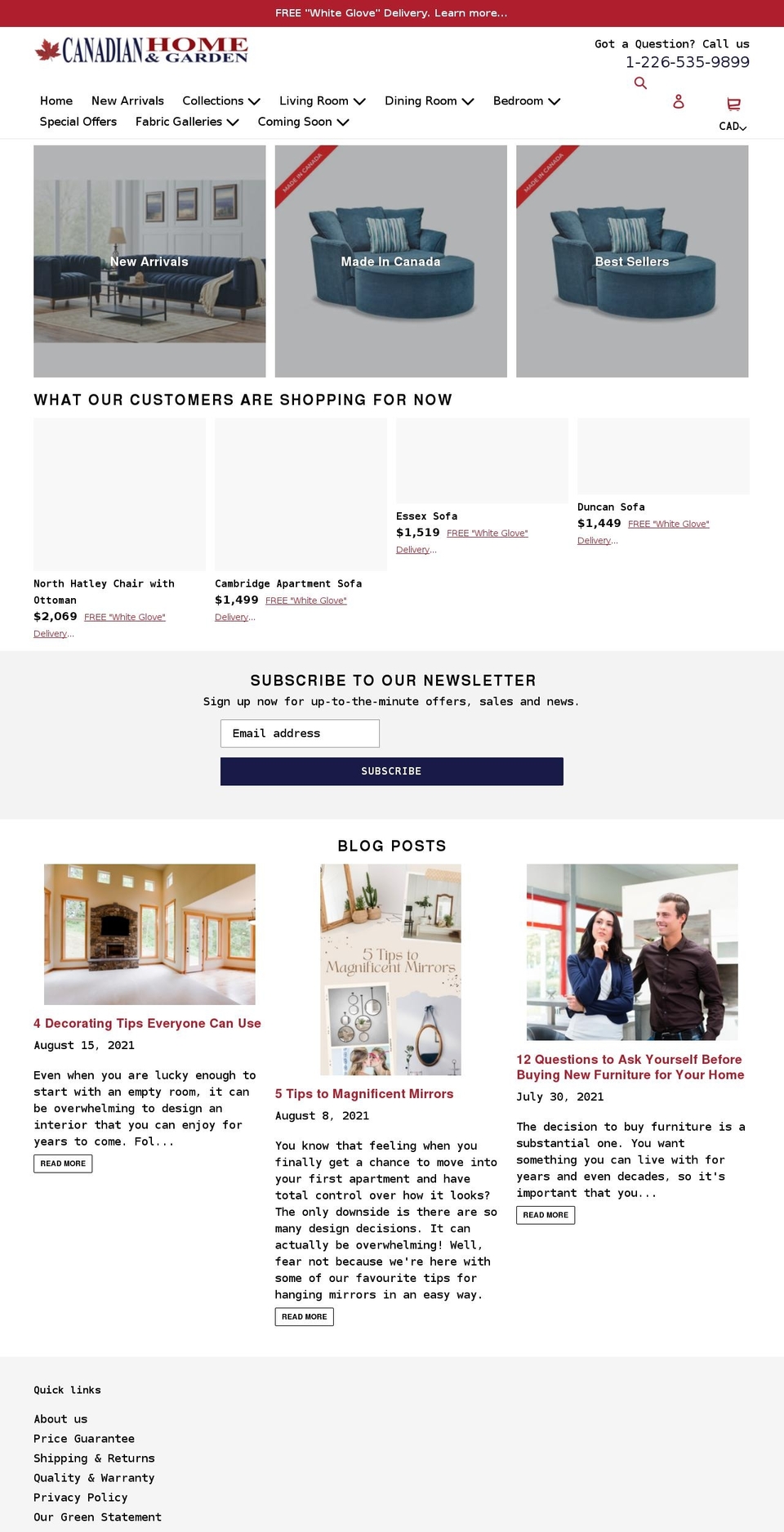 canadianhomeandgarden.ca shopify website screenshot