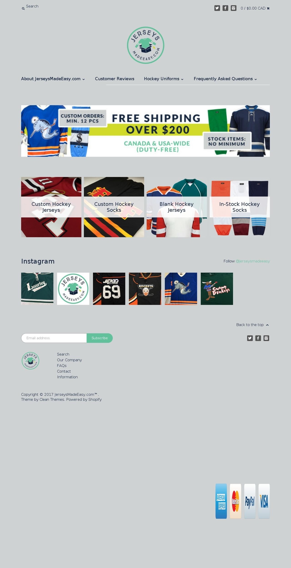 Refresh Shopify theme site example canadianjerseysuperstore.com