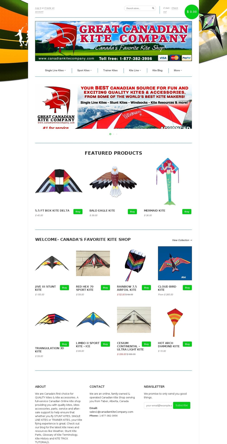 canadiankite.ca shopify website screenshot