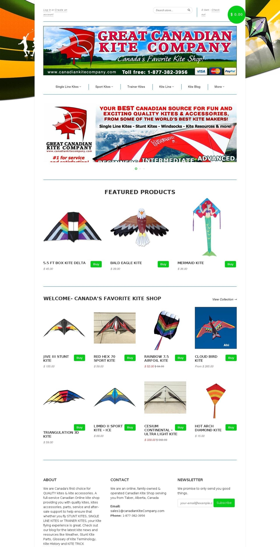 canadiankite.com shopify website screenshot