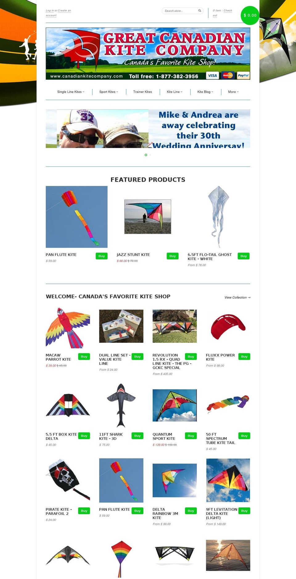 canadiankitestore.com shopify website screenshot