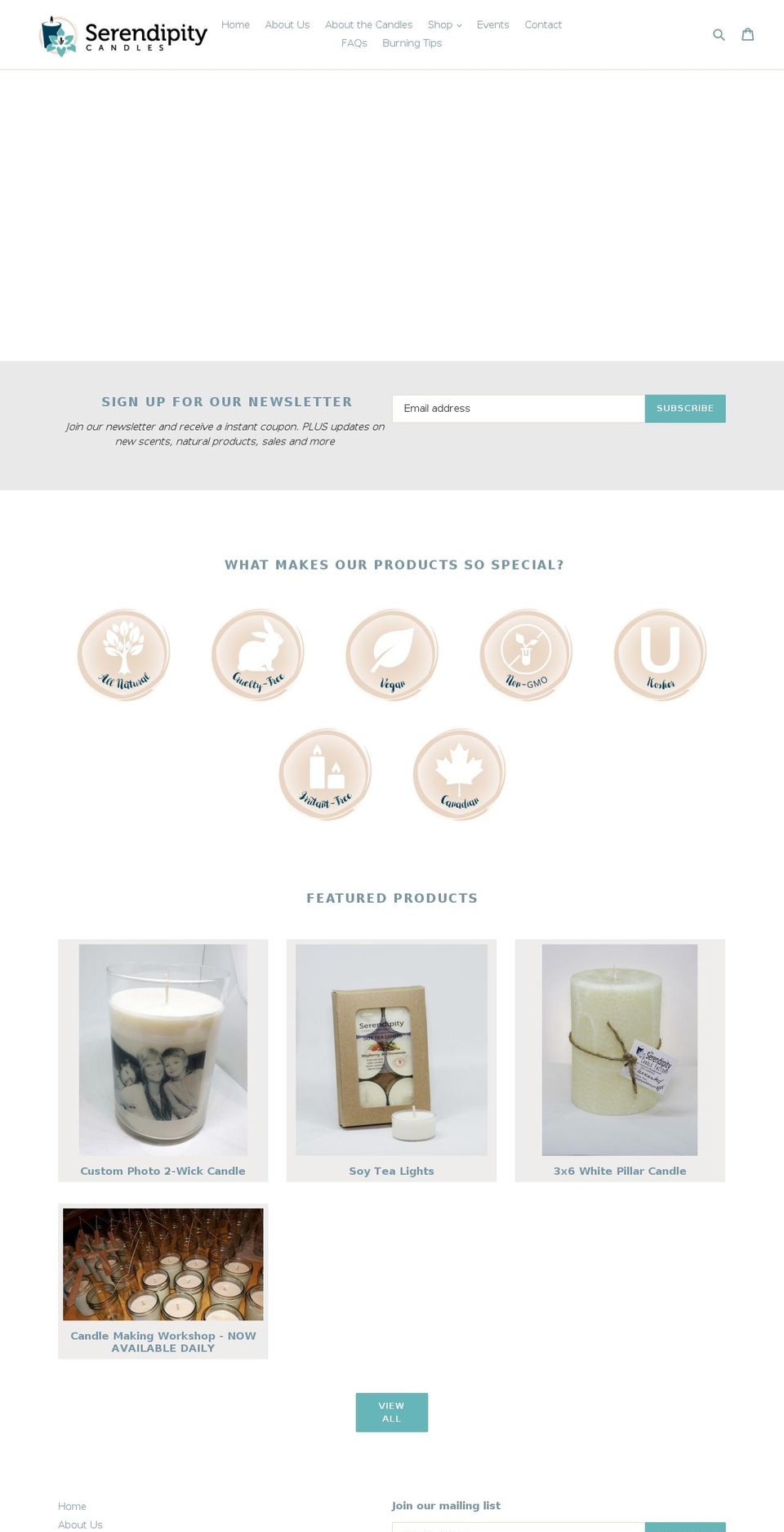 canadianmadecandles.com shopify website screenshot