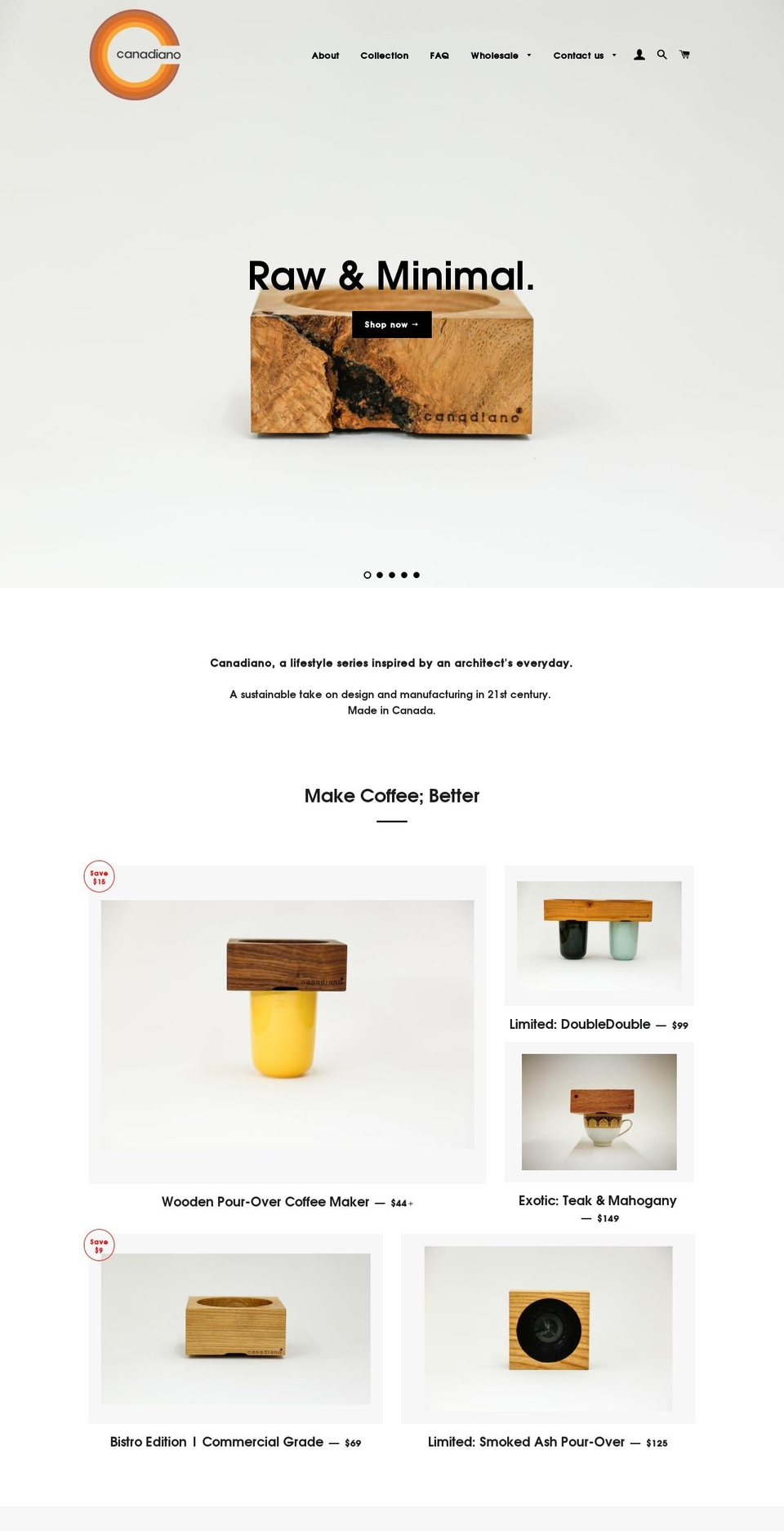 canadianocoffee.com — Shopify storefront screenshot