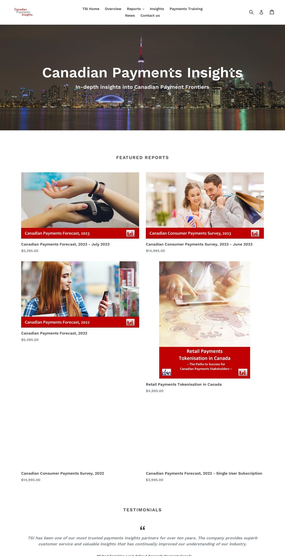 canadianpaymentsinsights.com — Shopify storefront screenshot