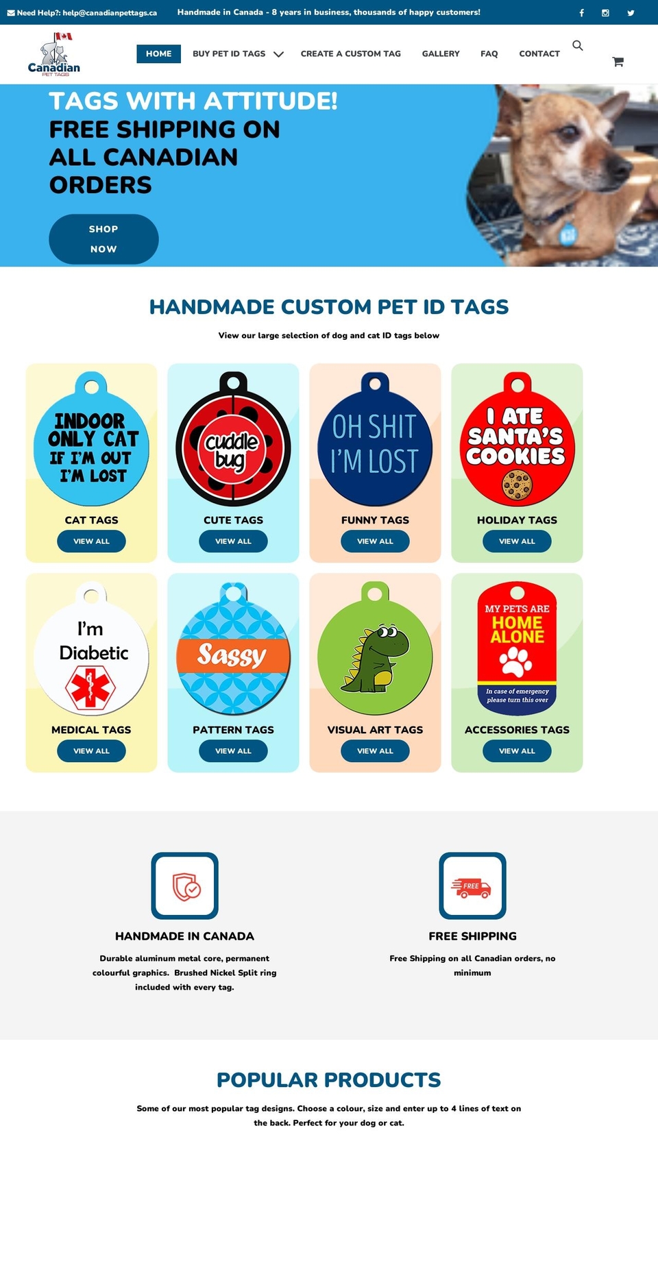 canadianpettags.ca shopify website screenshot