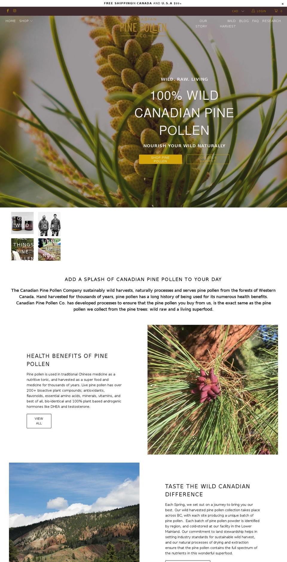 Wholesale Shopify theme site example canadianpinepollen.com