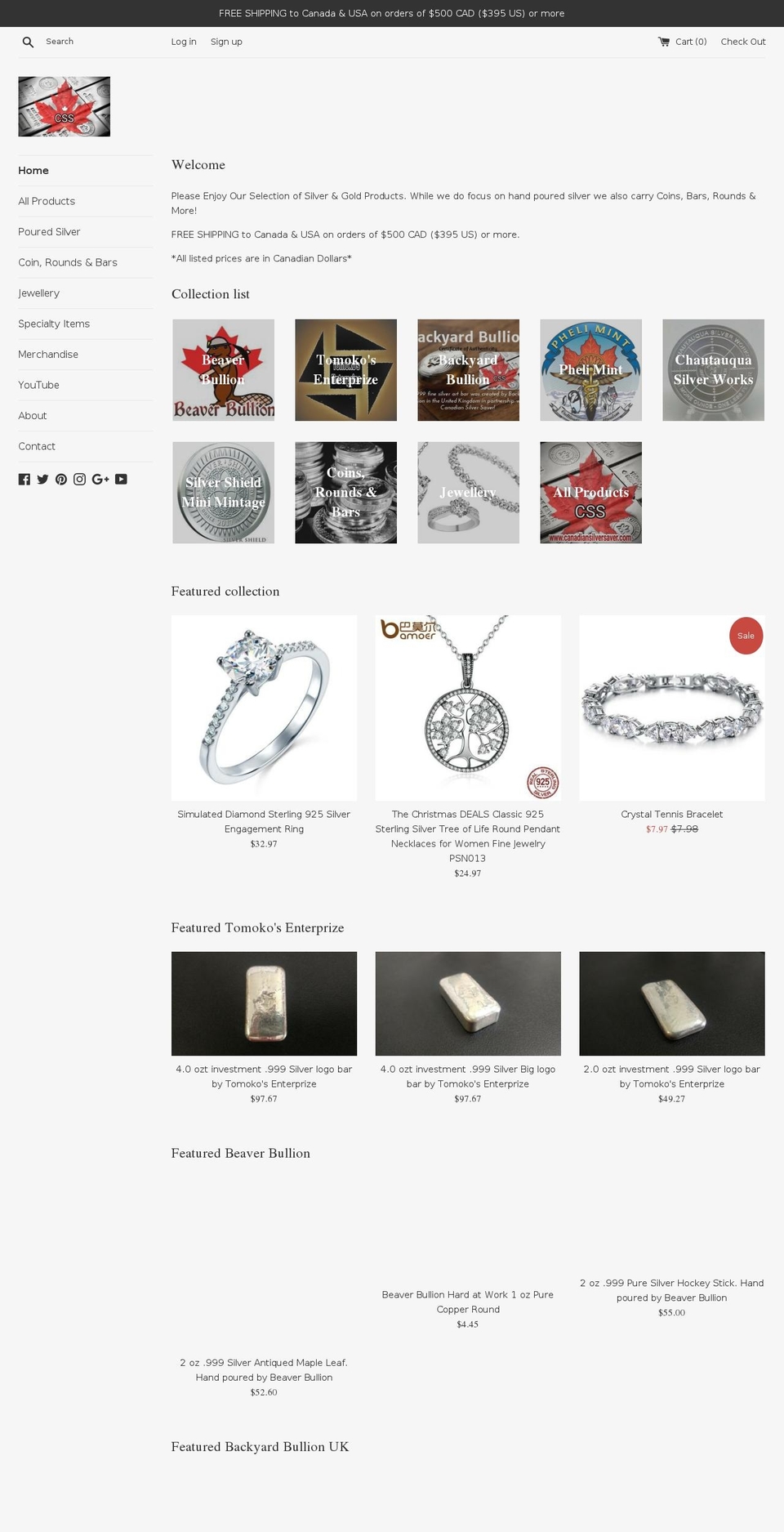 canadiansilversaver.com — Shopify storefront screenshot