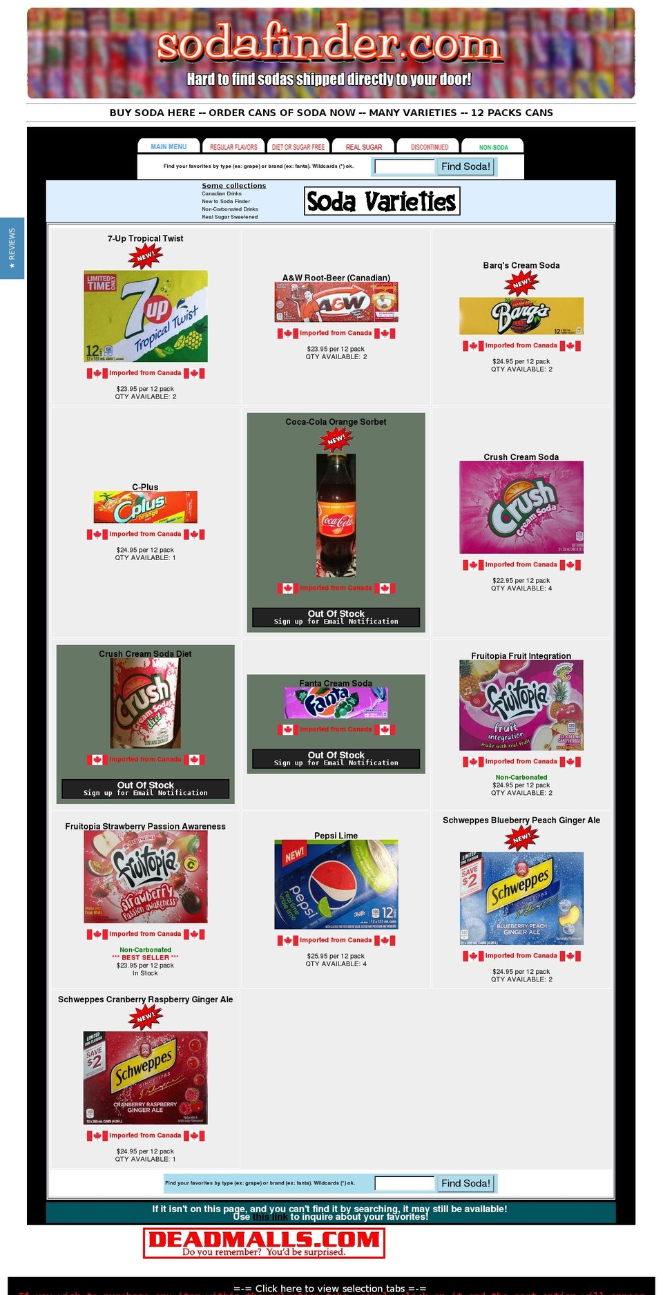 canadiansoda.com — Shopify storefront screenshot
