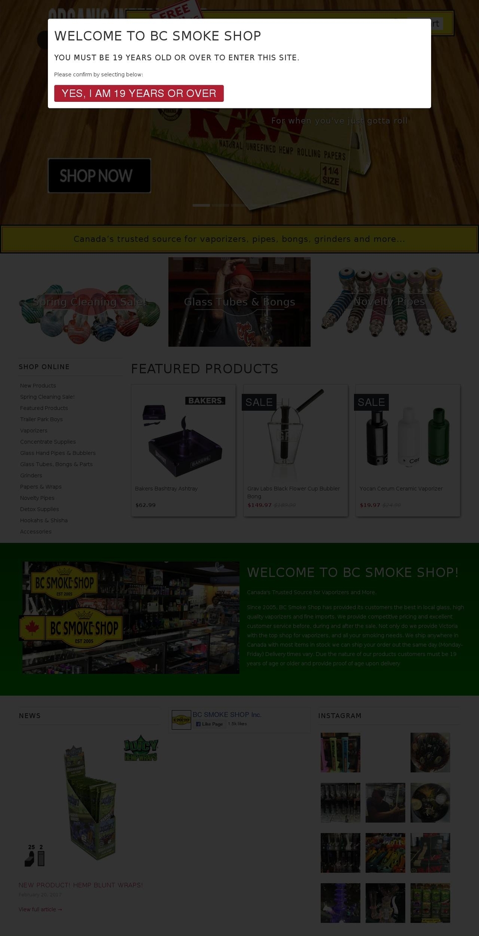 canadiantobaccocompany.com shopify website screenshot