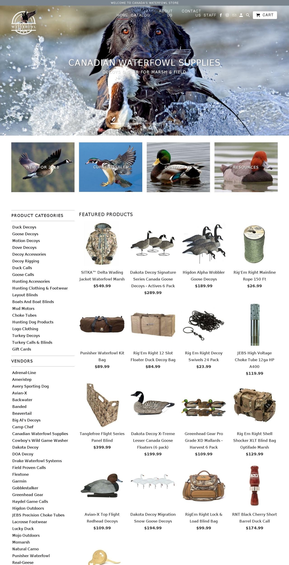 canadianwaterfowl.ca shopify website screenshot