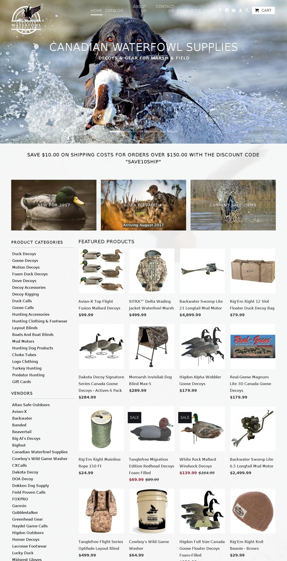 canadianwaterfowlsupply.com shopify website screenshot
