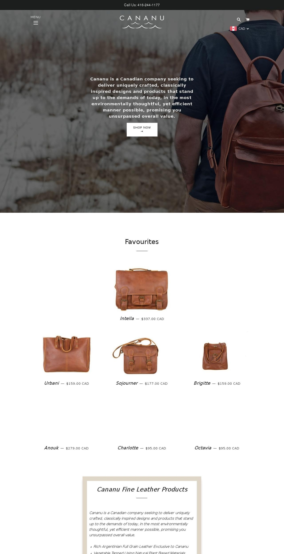cananu.com — Shopify storefront screenshot
