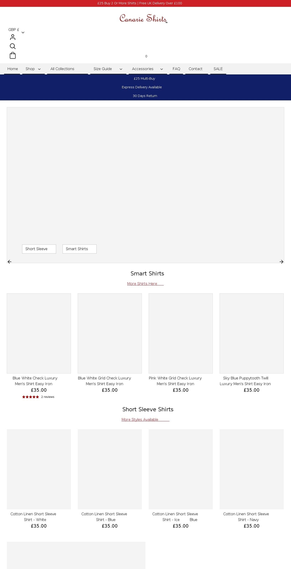 canarieshirts.com shopify website screenshot