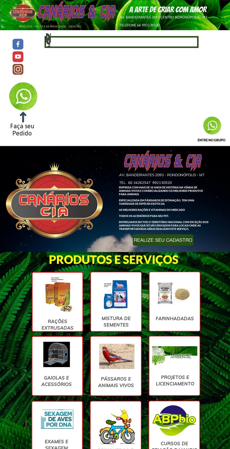 canariosecia.com — Shopify storefront screenshot