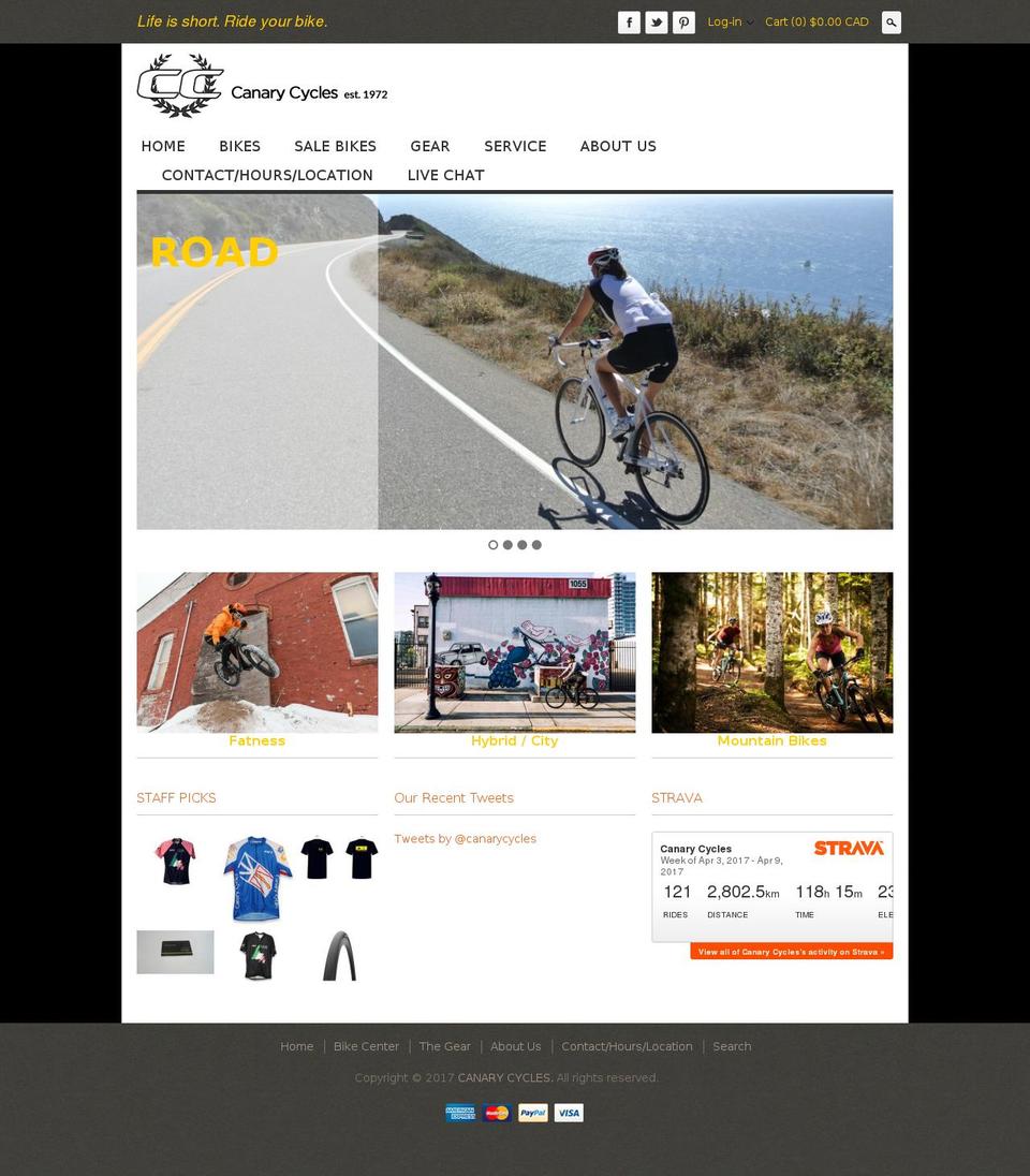 canary-cycles.com shopify website screenshot
