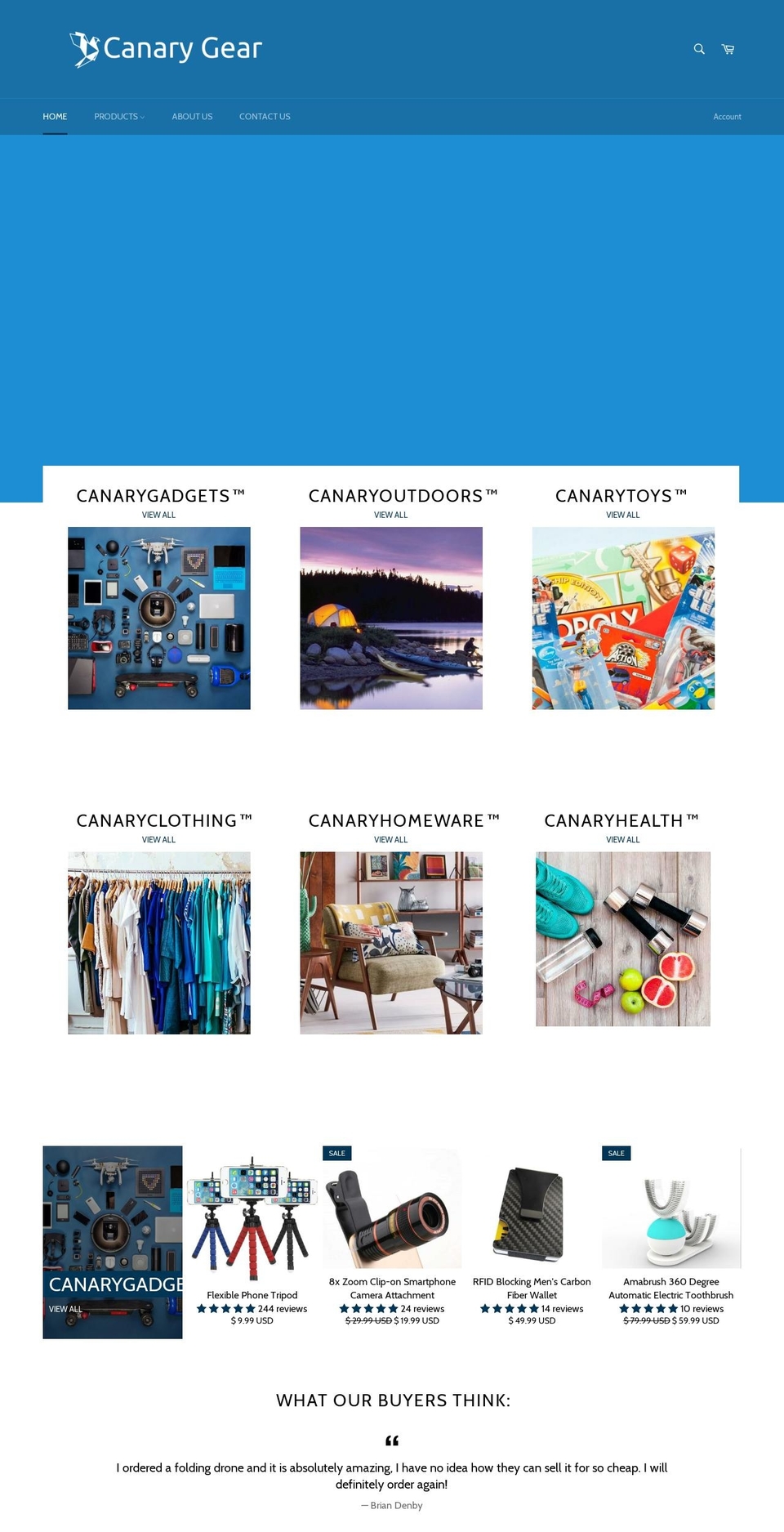 canarygear.com — Shopify storefront screenshot