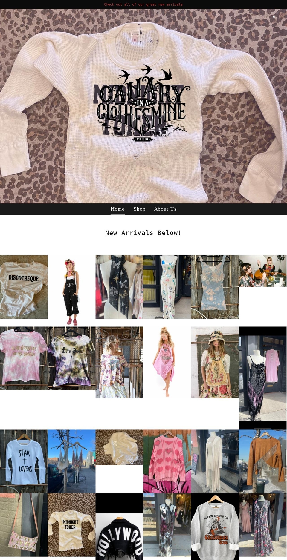 canaryinaclothesmine.com shopify website screenshot