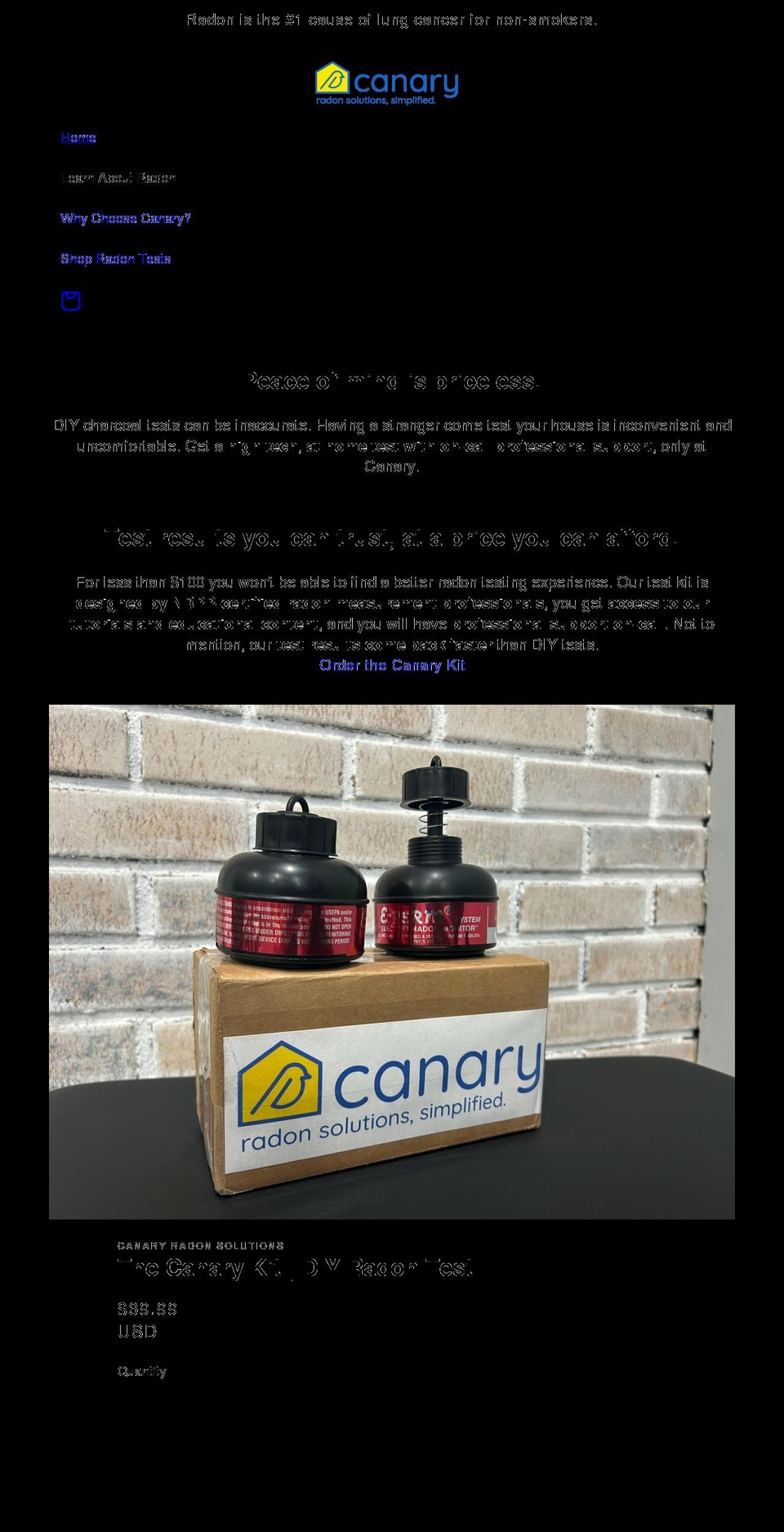 canarynow.com shopify website screenshot