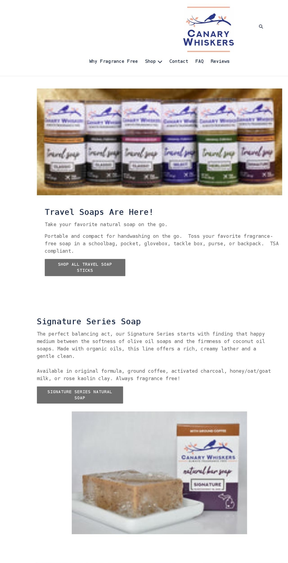 canarywhiskers.com shopify website screenshot