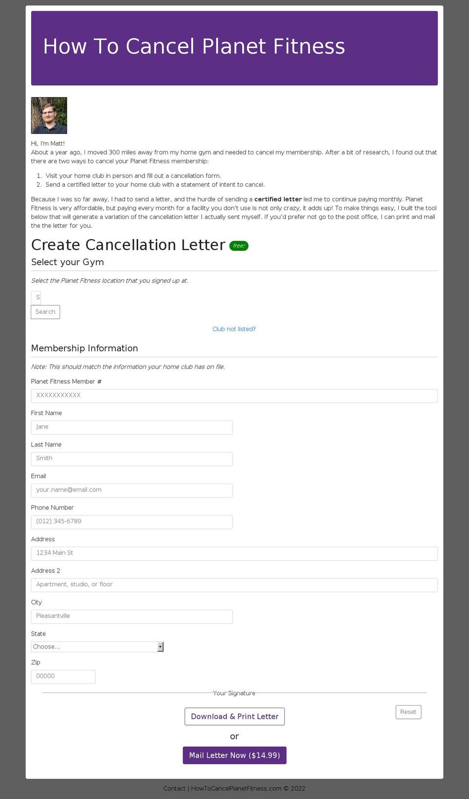 cancelplanetfitnessonline.com — Shopify storefront screenshot