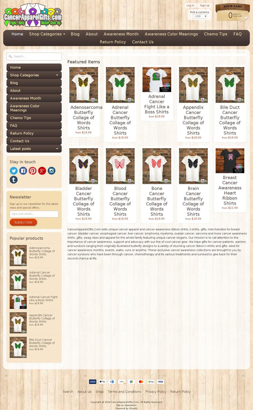 cancerapparel.com — Shopify storefront screenshot