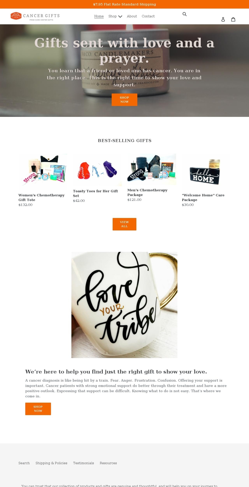 cancergifts.com shopify website screenshot