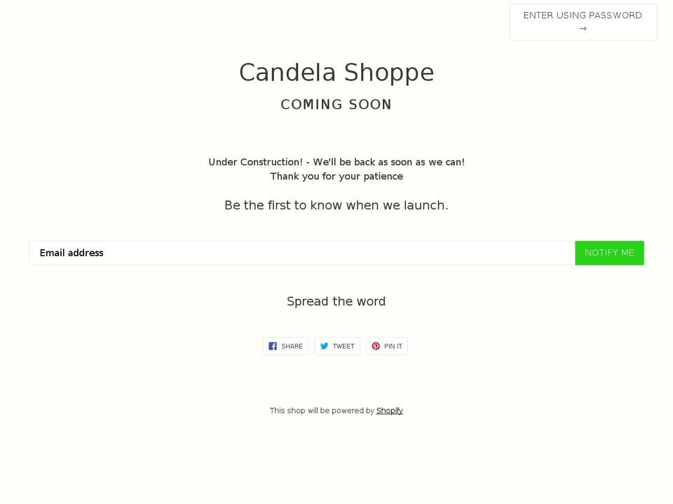 candelashoppe.com — Shopify storefront screenshot