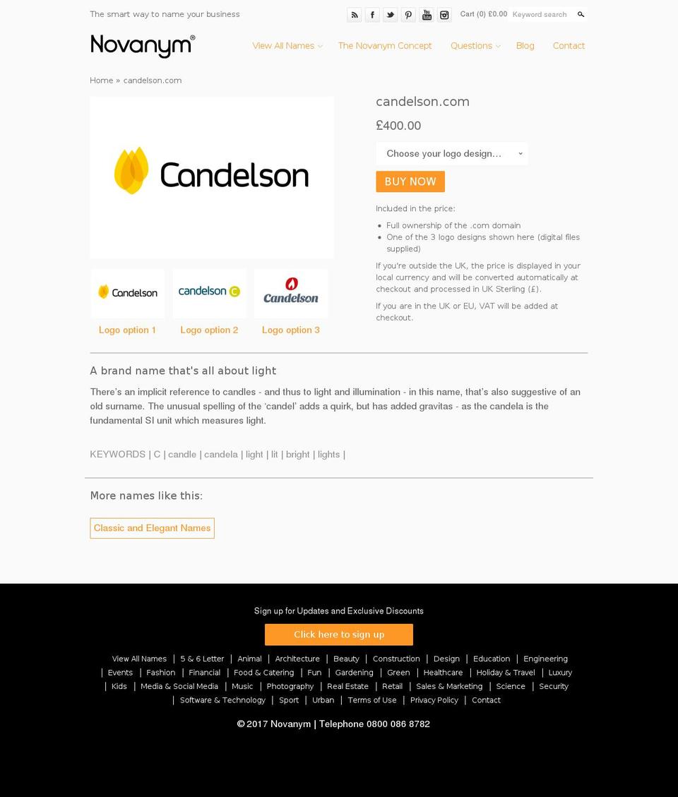 candelson.com shopify website screenshot