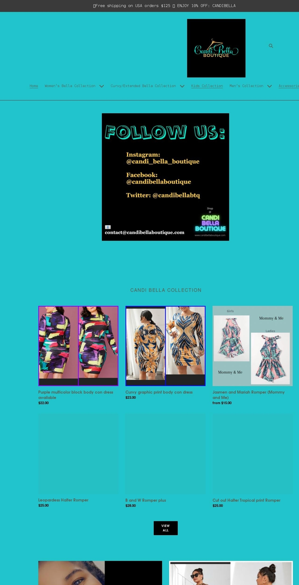 candibellaboutique.com shopify website screenshot