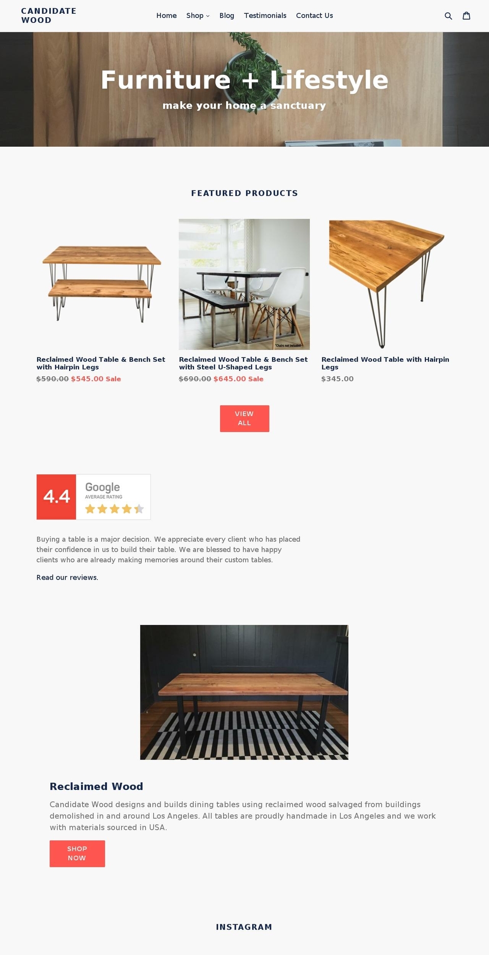 candidatewood.com — Shopify storefront screenshot