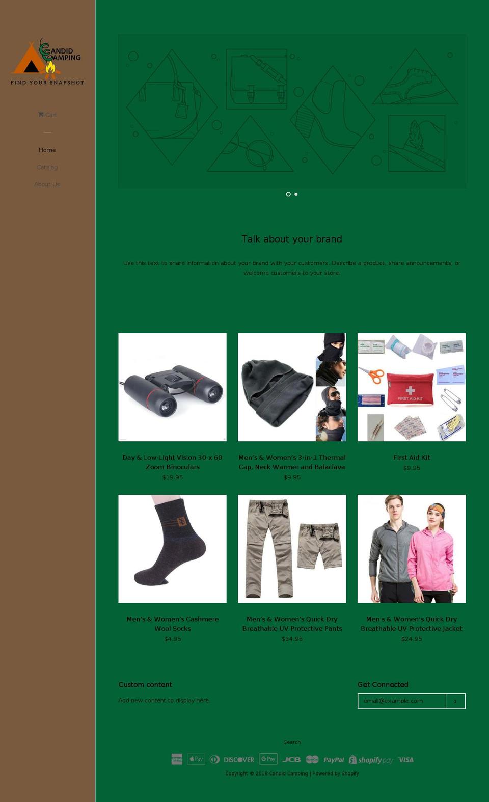candidcamping.com — Shopify storefront screenshot