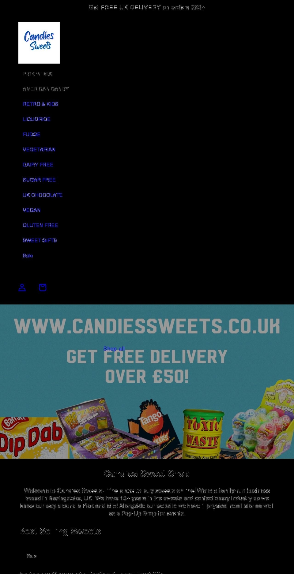 candiessweets.co.uk shopify website screenshot